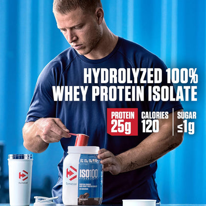 Dymatize ISO100 Hydrolyzed Protein Powder, 100% Whey Isolate, 25g of Protein, 5.5g BCAAs, Gluten Free, Fast Absorbing, Easy Digesting