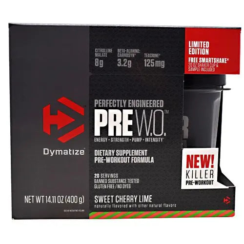 Dymatize Pre W.O Sweet Cherry Lime 20 Servings - Muscle & Strength India - India's Leading Genuine Supplement Retailer 