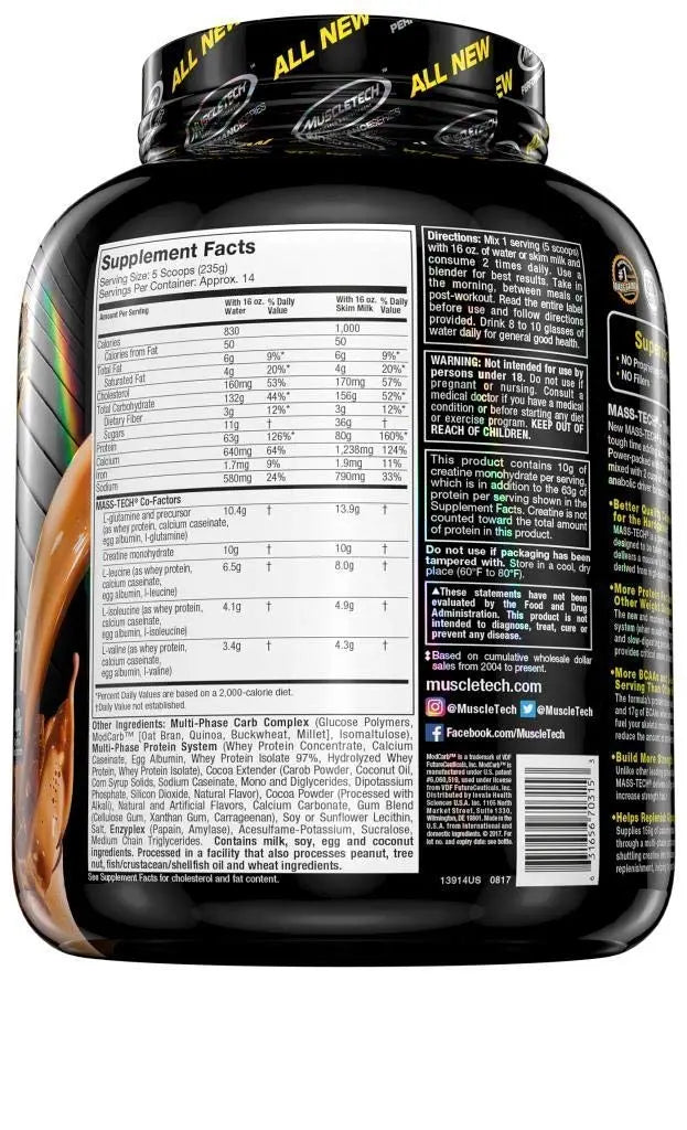 MUSCLETECH MASSTECH PRFORMANCE SERIES MILK CHOCOLATE 7 LBS - Muscle & Strength India - India's Leading Genuine Supplement Retailer 