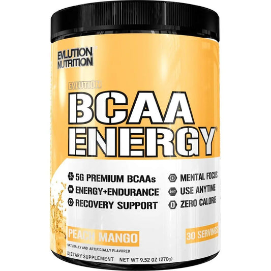 EVL BCAA ENERGY 30 SERVINGS PEACH MANGO - Muscle & Strength India - India's Leading Genuine Supplement Retailer 