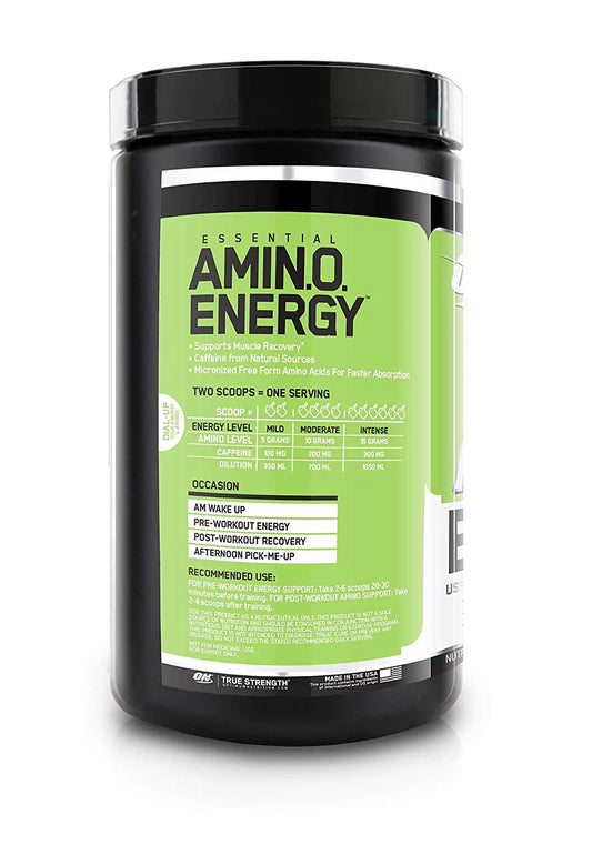 Optimum Nutrition (ON) Amino Energy - 30 Servings (Green Apple) - Muscle & Strength India - India's Leading Genuine Supplement Retailer 