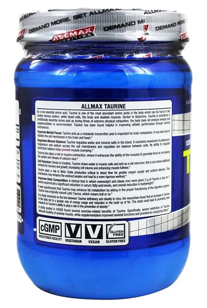 All Max Taurine 400 gm - Muscle & Strength India - India's Leading Genuine Supplement Retailer 