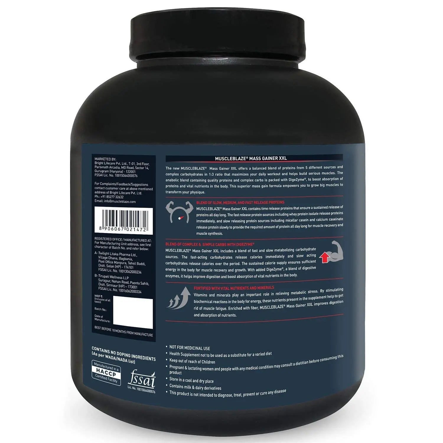 MB MASS GAINER XXL 3KG VANILLA - Muscle & Strength India - India's Leading Genuine Supplement Retailer 