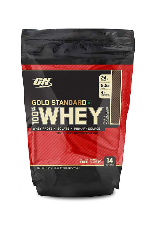 Optimum Nutrition 100% Whey Gold Standard - 1 Lb Double Rich Chocolate - Muscle & Strength India - India's Leading Genuine Supplement Retailer 