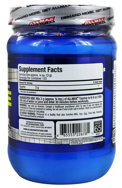 All Max Taurine 400 gm - Muscle & Strength India - India's Leading Genuine Supplement Retailer 