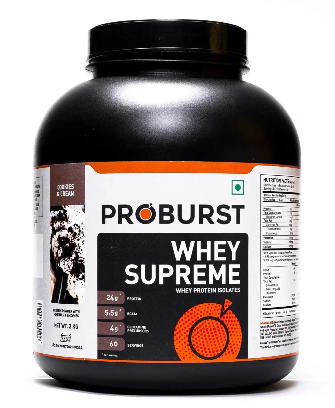 PROBURST WHEY SUPREM COOKIES & CREAM 2KG - Muscle & Strength India - India's Leading Genuine Supplement Retailer 