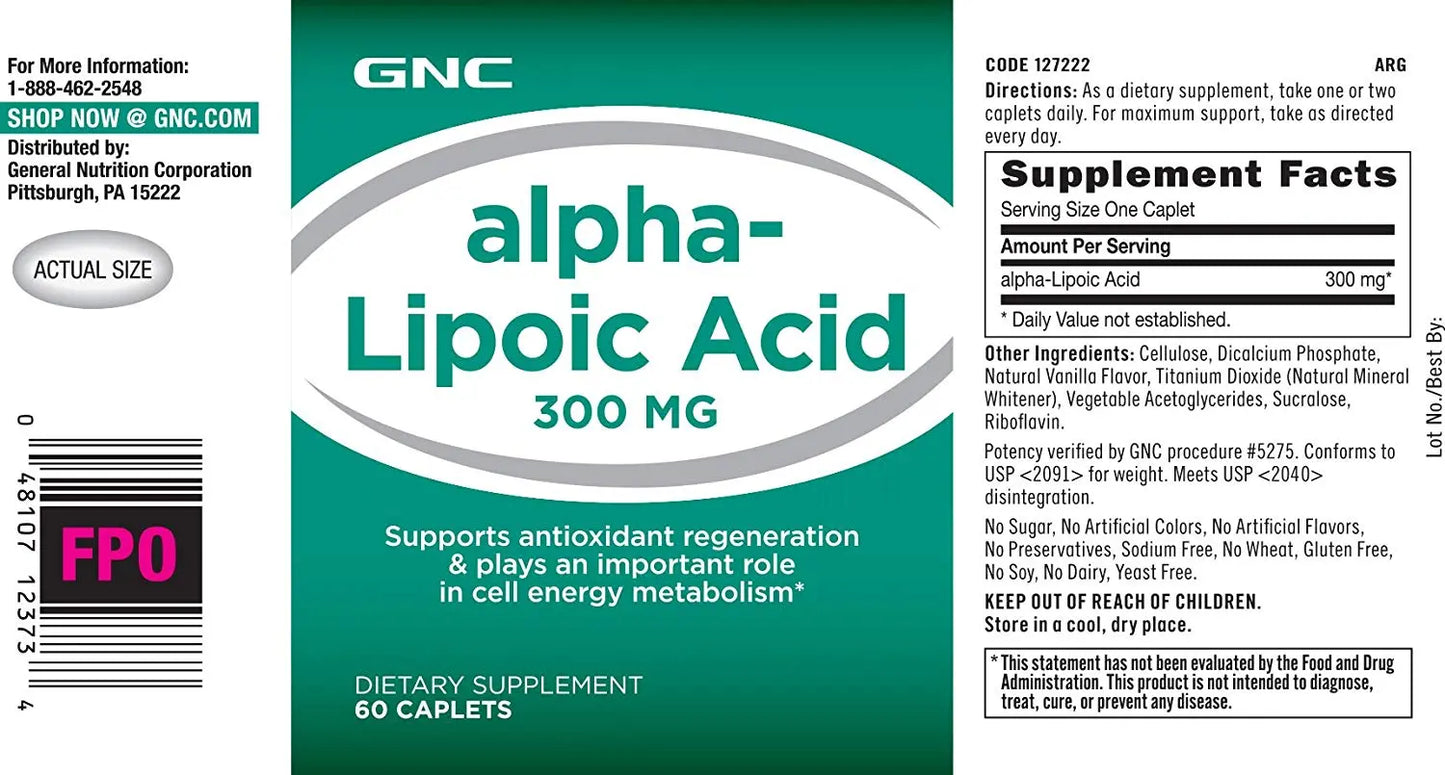 Gnc Alpha Lipoic Acid 300mg - Muscle & Strength India - India's Leading Genuine Supplement Retailer 