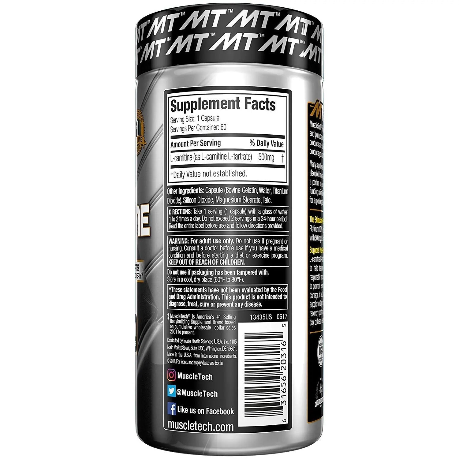 MT ESSENTIAL SERIES PLATINUM L- CARNITINE 60 CAPS - Muscle & Strength India - India's Leading Genuine Supplement Retailer 