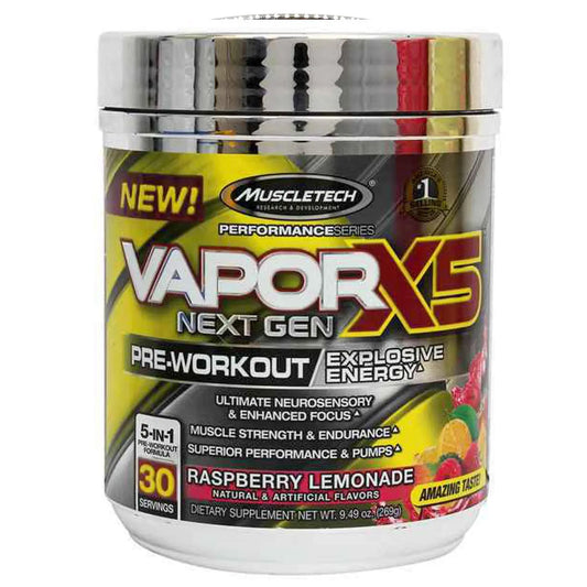 Muscletech Vapor X5 Rasberry Lemonade 30 Servings - Muscle & Strength India - India's Leading Genuine Supplement Retailer 