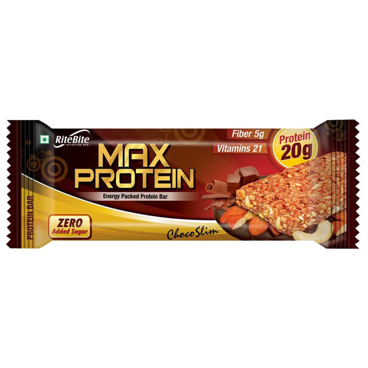 RITE BITE MAX PROTEIN BAR CHOCO SLIM -75 GM - Muscle & Strength India - India's Leading Genuine Supplement Retailer 