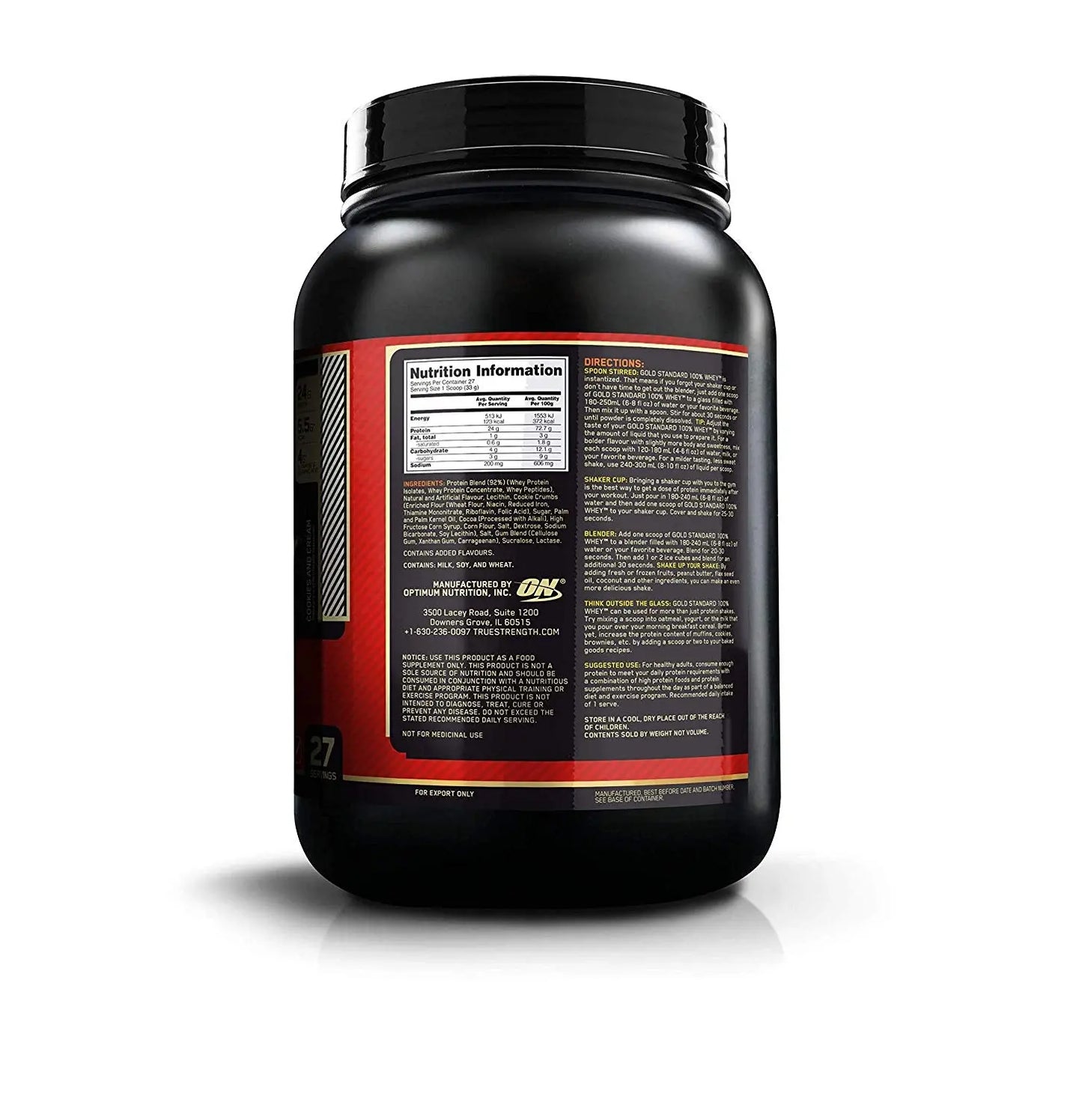 ON 100% Whey Gold Standard - 2 Lbs Cookies & Cream - Muscle & Strength India - India's Leading Genuine Supplement Retailer 