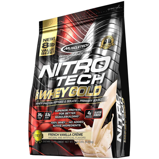 MT PERFORMANCE SERIES NITROTECH WHEY GOLD 8 LBS FRENCH VANILLA C - Muscle & Strength India - India's Leading Genuine Supplement Retailer 