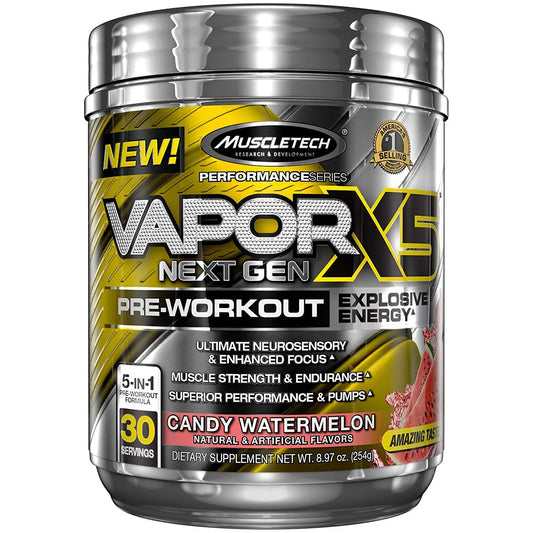 MT VAPORX5 NEXTGEN PREWORKOUT 30 SERVINGS CANDY WATERMELON - Muscle & Strength India - India's Leading Genuine Supplement Retailer 