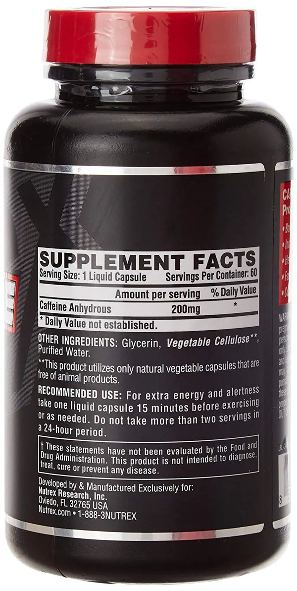 NUTREX CAFFEINE 200 60 LIQUIED CAPS | India's Leading Genuine ...