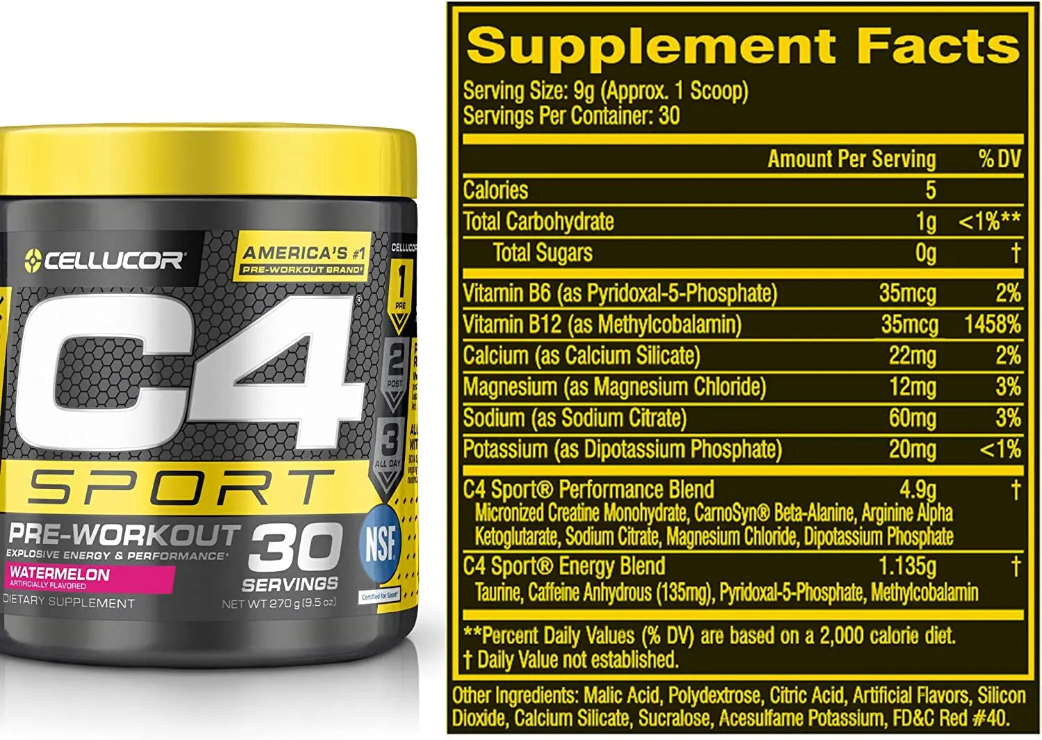 C4 Sport Pre Workout Powder Watermelon - NSF Certified - India's Leading Genuine Supplement Retailer