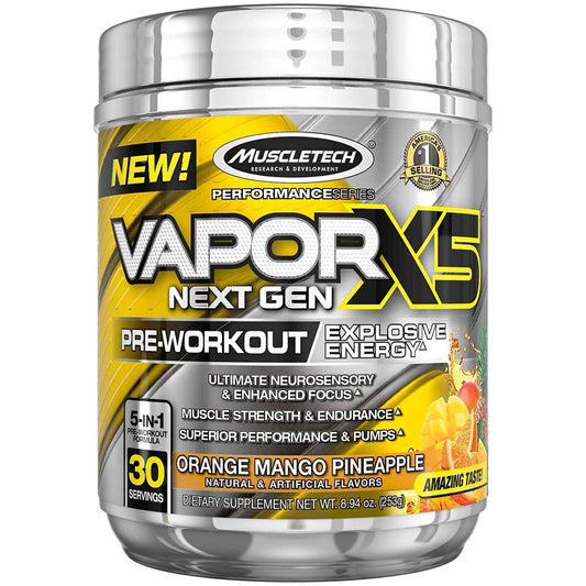 MUSCLETECH VAPOR X5 ORANGE MANGO PINEAPPLE - Muscle & Strength India - India's Leading Genuine Supplement Retailer 