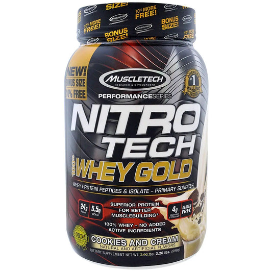 MT PERFORMANCE SERIES NITROTECHWHEY GOLD2.20 LBS COOKIES AND CRE - Muscle & Strength India - India's Leading Genuine Supplement Retailer 