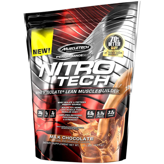 MT PERFORMANCE SERIES NITROTECH 1 LBS MILK CHOCOLATE - Muscle & Strength India - India's Leading Genuine Supplement Retailer 