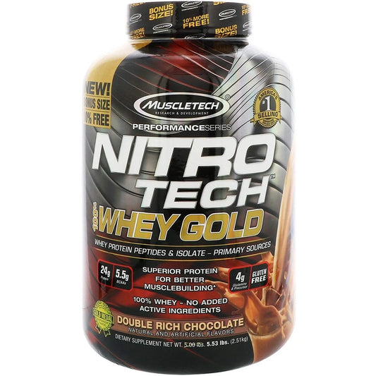 MUSCLETECH NITROTECH WHEY GOLD  5.53 LBS DOUBLE RICH CHOCOLATE - Muscle & Strength India - India's Leading Genuine Supplement Retailer 