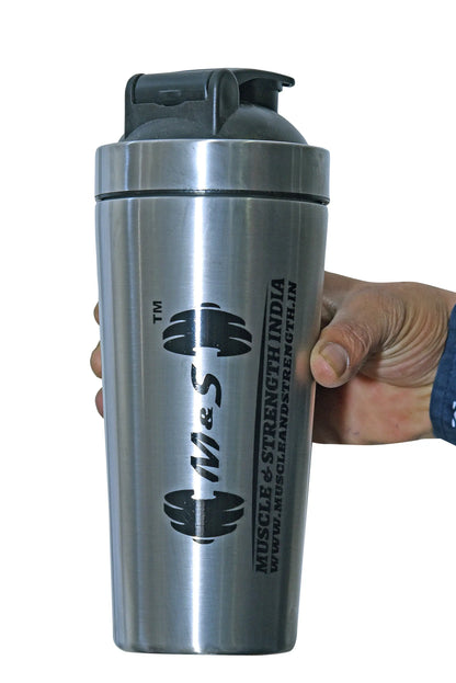 Muscle & Strength India Stainless Steel Shaker Bottle 739 ml - India's Leading Genuine Supplement Retailer