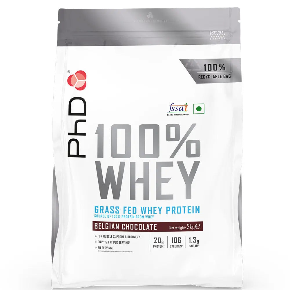 PhD Nutrition 100% Whey Protein Grass Fed - India's Leading Genuine Supplement Retailer