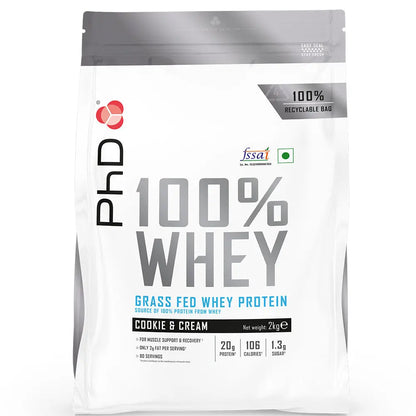 PhD Nutrition 100% Whey Protein Grass Fed - India's Leading Genuine Supplement Retailer