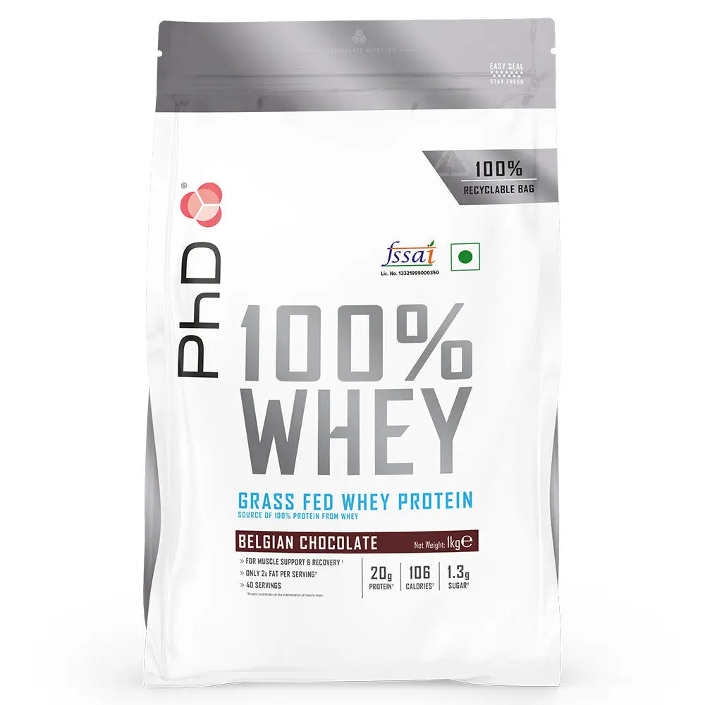 PhD Nutrition 100% Whey Protein Grass Fed - India's Leading Genuine Supplement Retailer