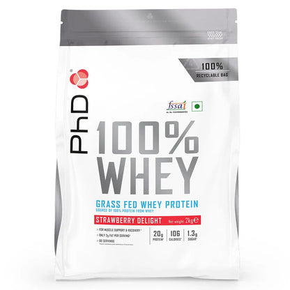 PhD Nutrition 100% Whey Protein Grass Fed - India's Leading Genuine Supplement Retailer